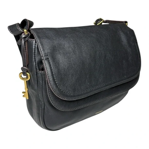 Fossil Black Cow Hide Leather Crossbody/Shoulder Bag - Picture 6 of 9